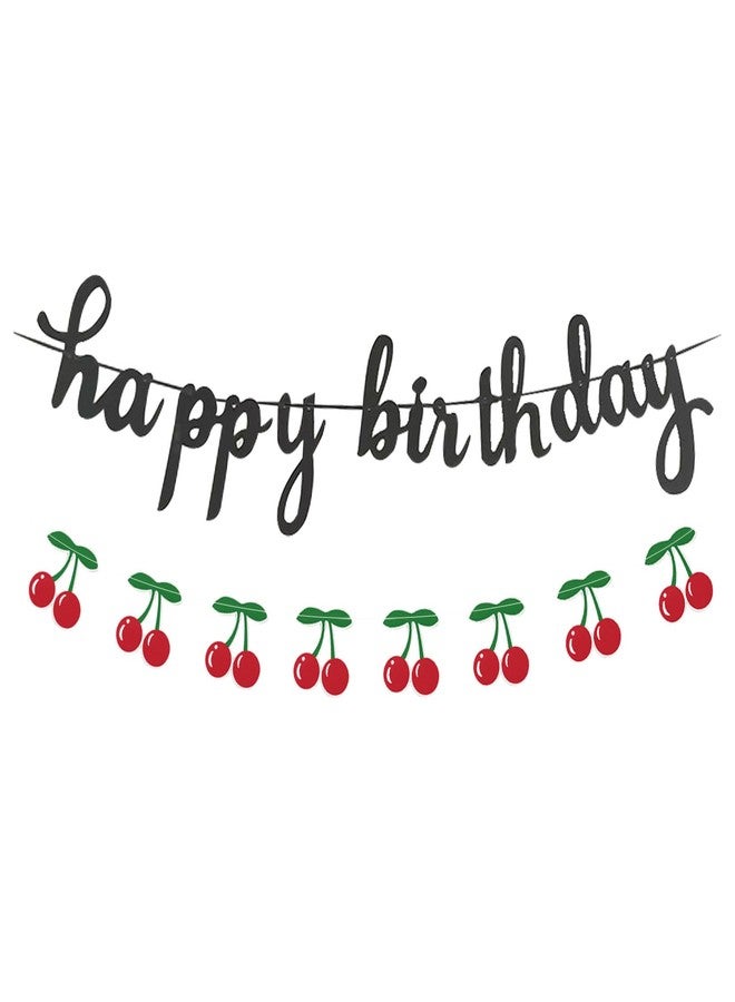 PLAP Cherry Happy Birthday Banner Cherry Party Birthday Banner Birthday Party Decoration - Image 1